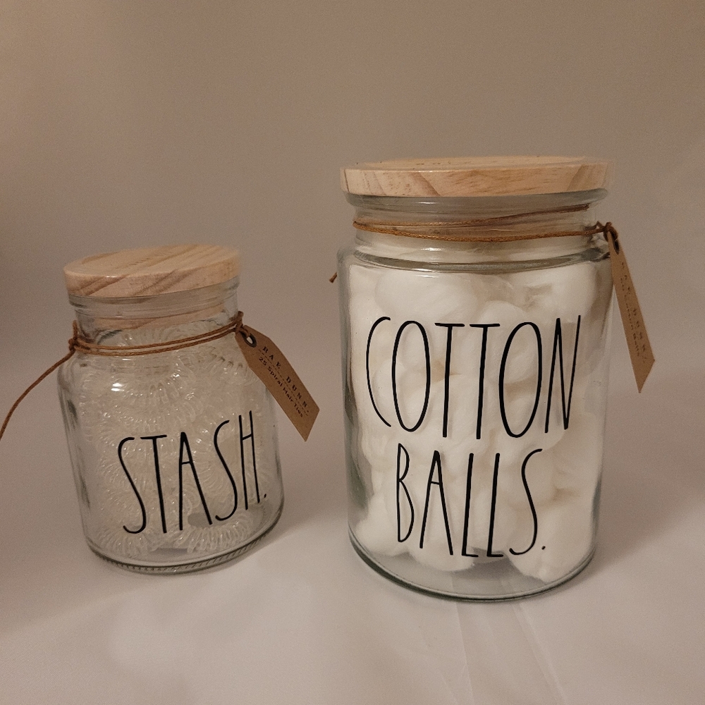 Rae dunn stash and cotton balls